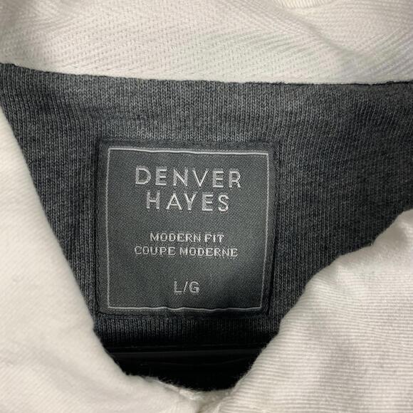 NWT Denver Hayes Mens Size L Navy Blue Striped Long Sleeve Polo Shirt Modern Fit - Picture 4 of 10